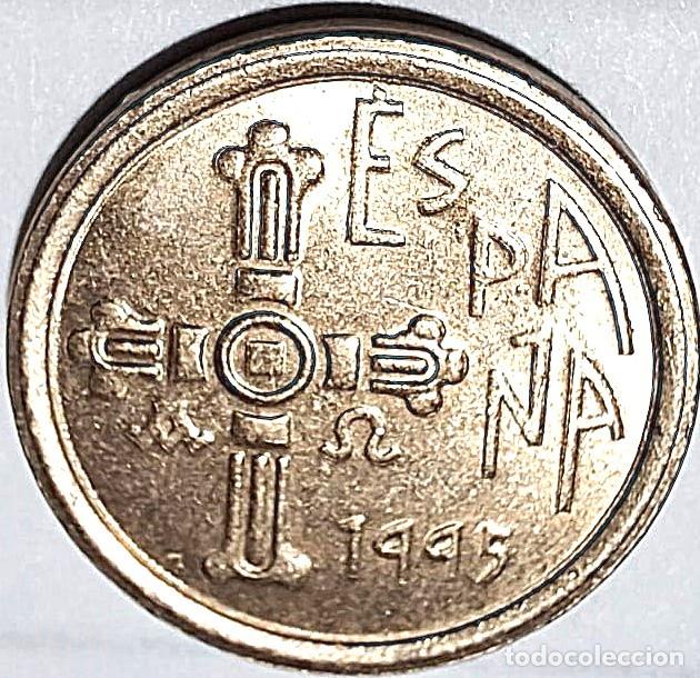 Monedas Juan Carlos I: Espa&ntilde;a 1995, ERROR 5 pesetas &rdquo;Asturias: con Acento en la E de Espa&ntilde;a&rdquo;./ Casi Sin Circular.