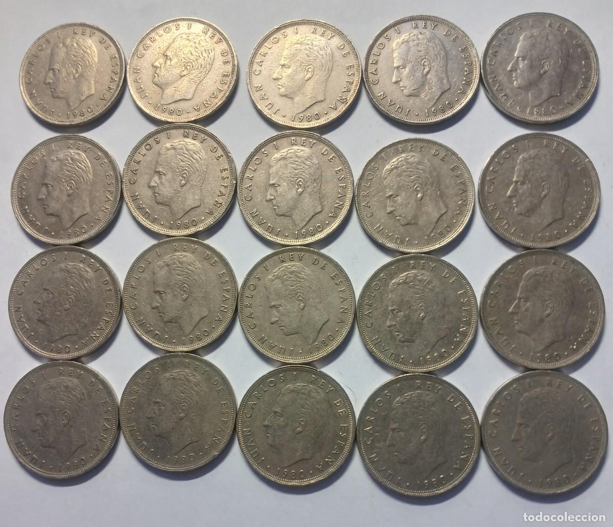 Monedas Juan Carlos I: Lote de 20 Monedas de 25 Pesetas - Mundial Espa&ntilde;a 82 - (Estrellas 80, 81 y 82)