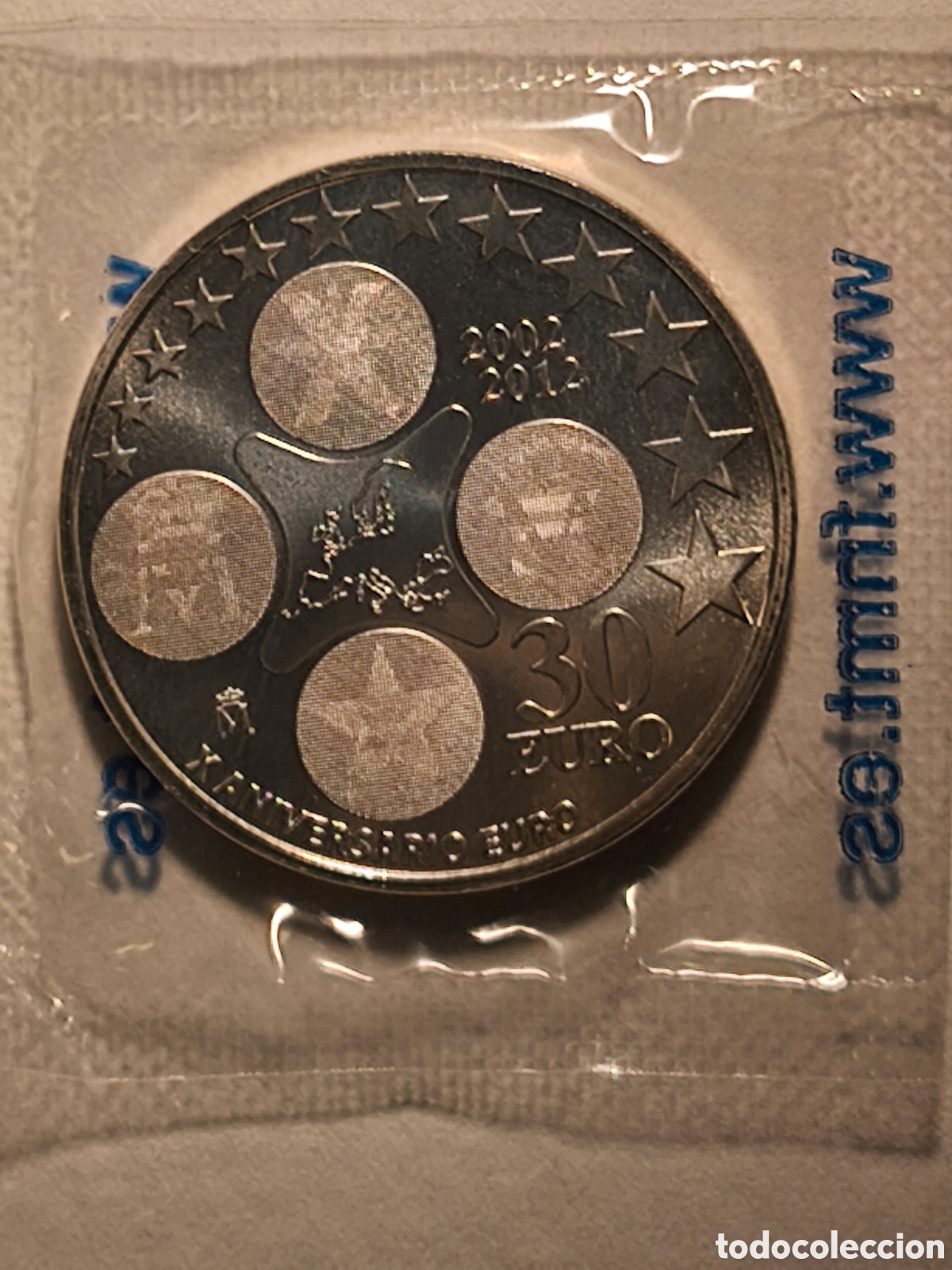 Monedas Juan Carlos I: Moneda 30 Euros de 2012. X Aniversario del Euro