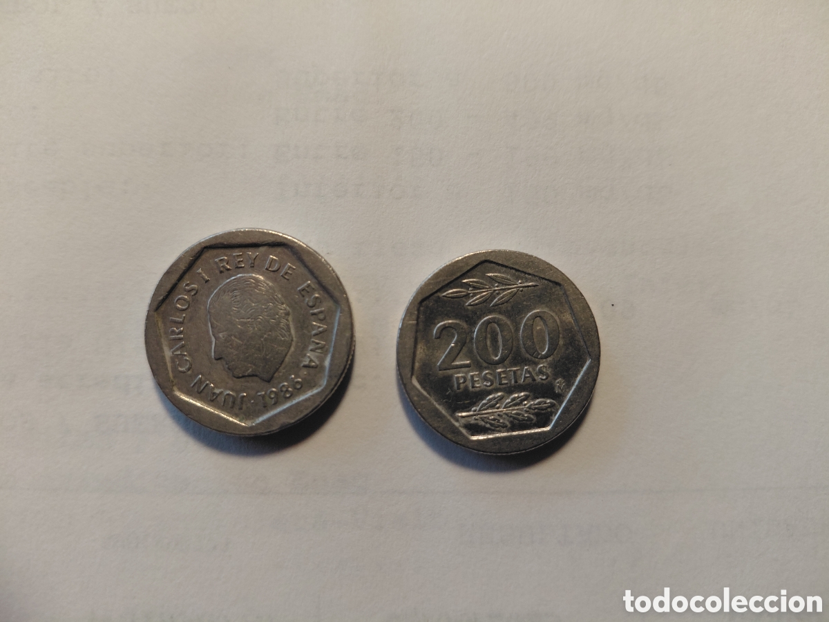 Monedas Juan Carlos I: Monedas (2) de 200 pts Juan Carlos I 1986