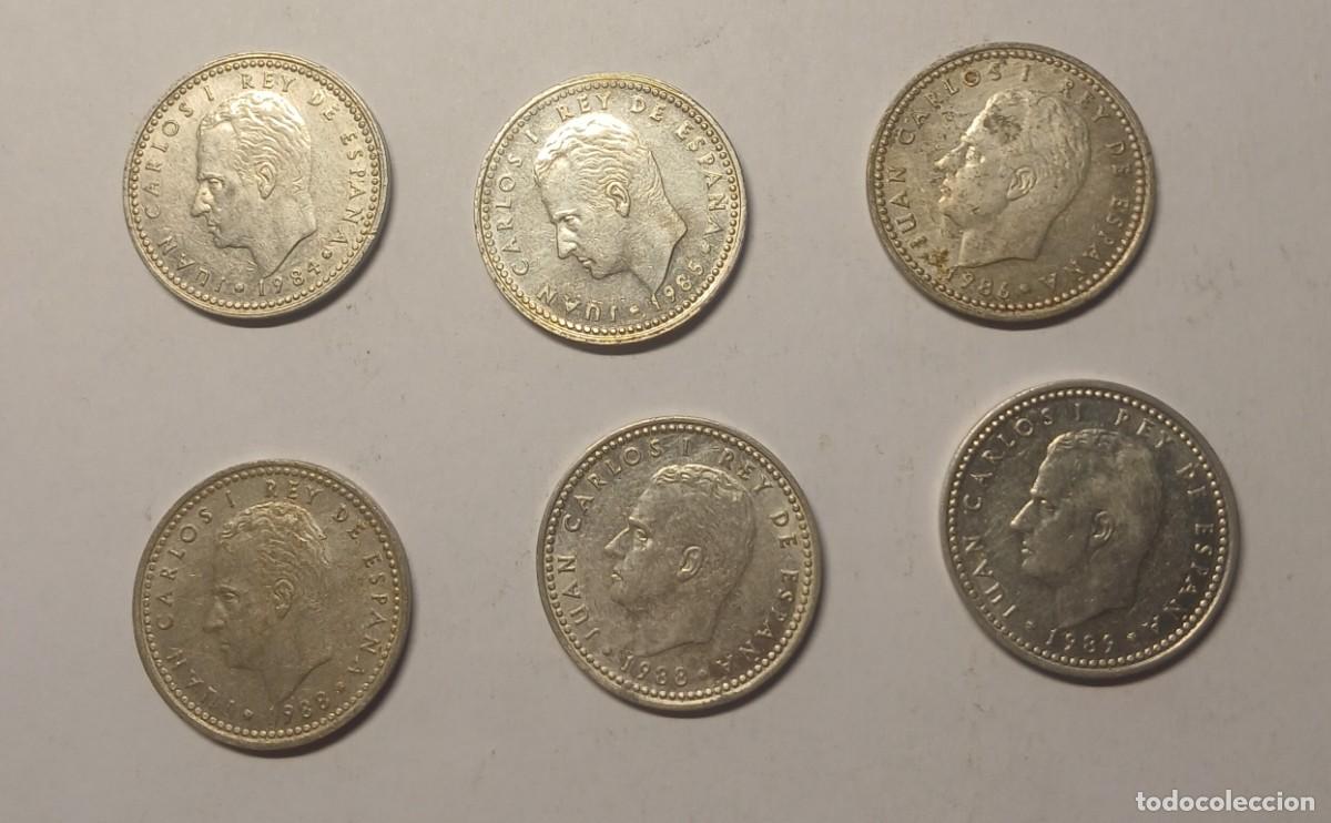 Monedas Juan Carlos I: Lote Cronol&oacute;gico de 6 Monedas de 1 Peseta (1984 a 1989)