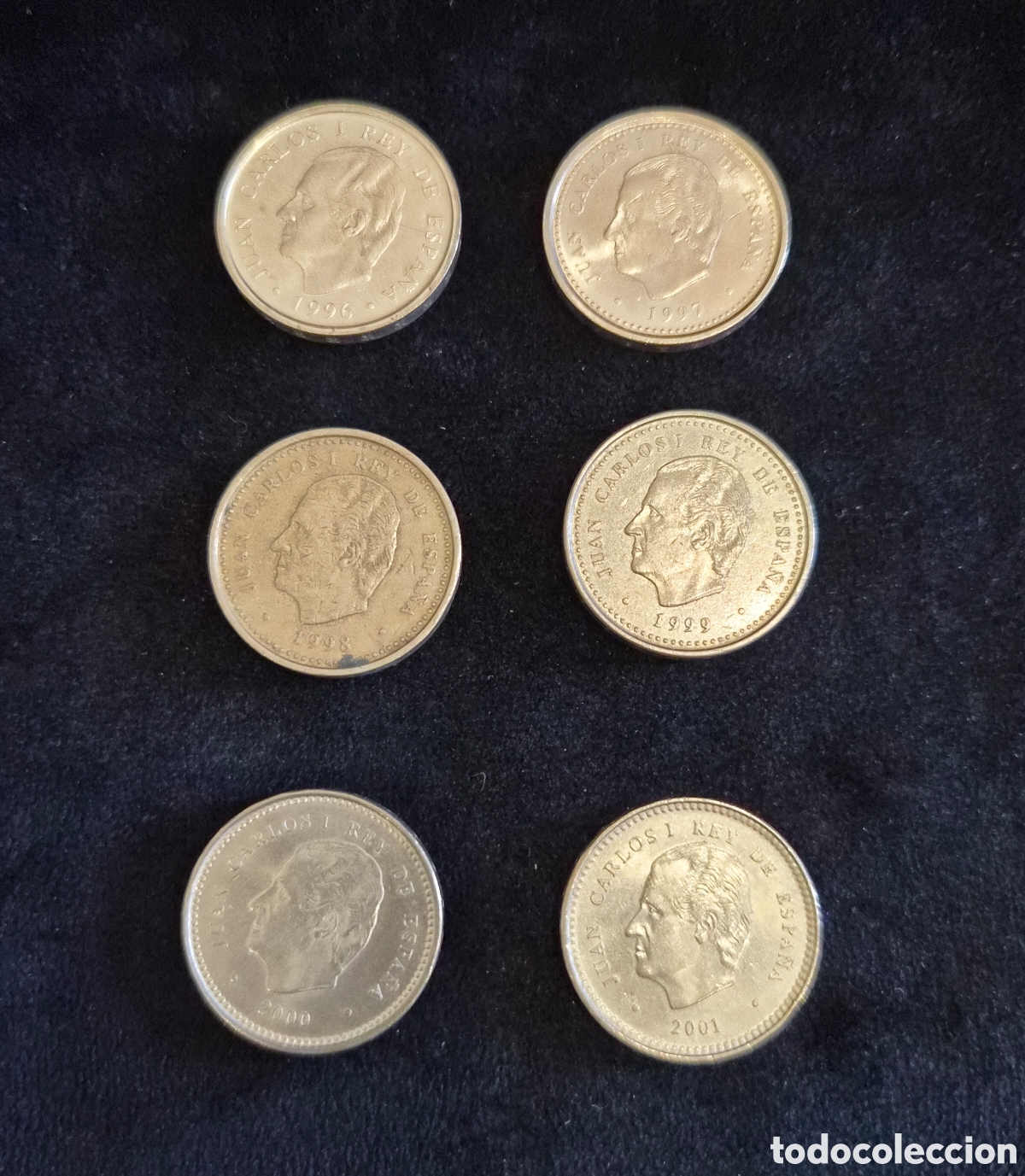 Monedas Juan Carlos I: Lote 6 Monedas de 100 Pesetas Juan Carlos I &ndash; 1996 a 2001 &ndash; Espa&ntilde;a