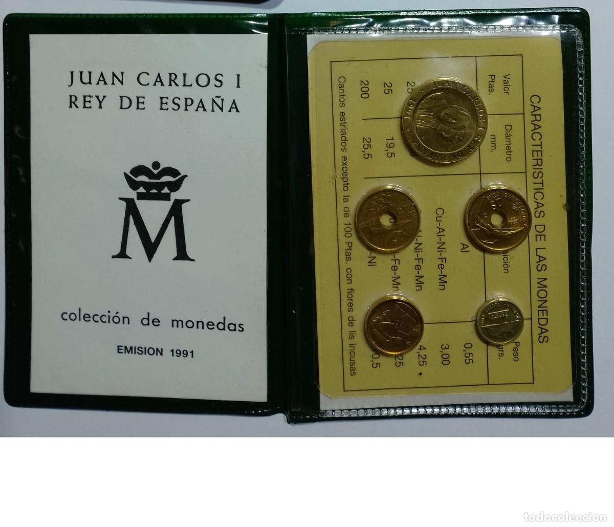 Monedas Juan Carlos I: 1 Carteras numismaticas espa&ntilde;olas a&ntilde;o 91