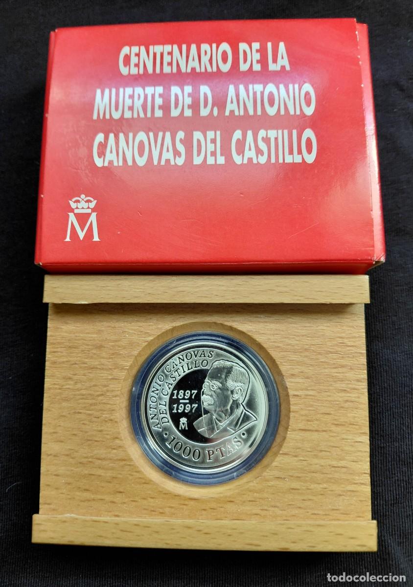 Coins Juan Carlos I: ESPA&Ntilde;A 1997 - CENTENARIO DON ANTONIO CANOVAS DEL CASTILLO - MONEDA DE 1000 PESETAS DE PLATA.