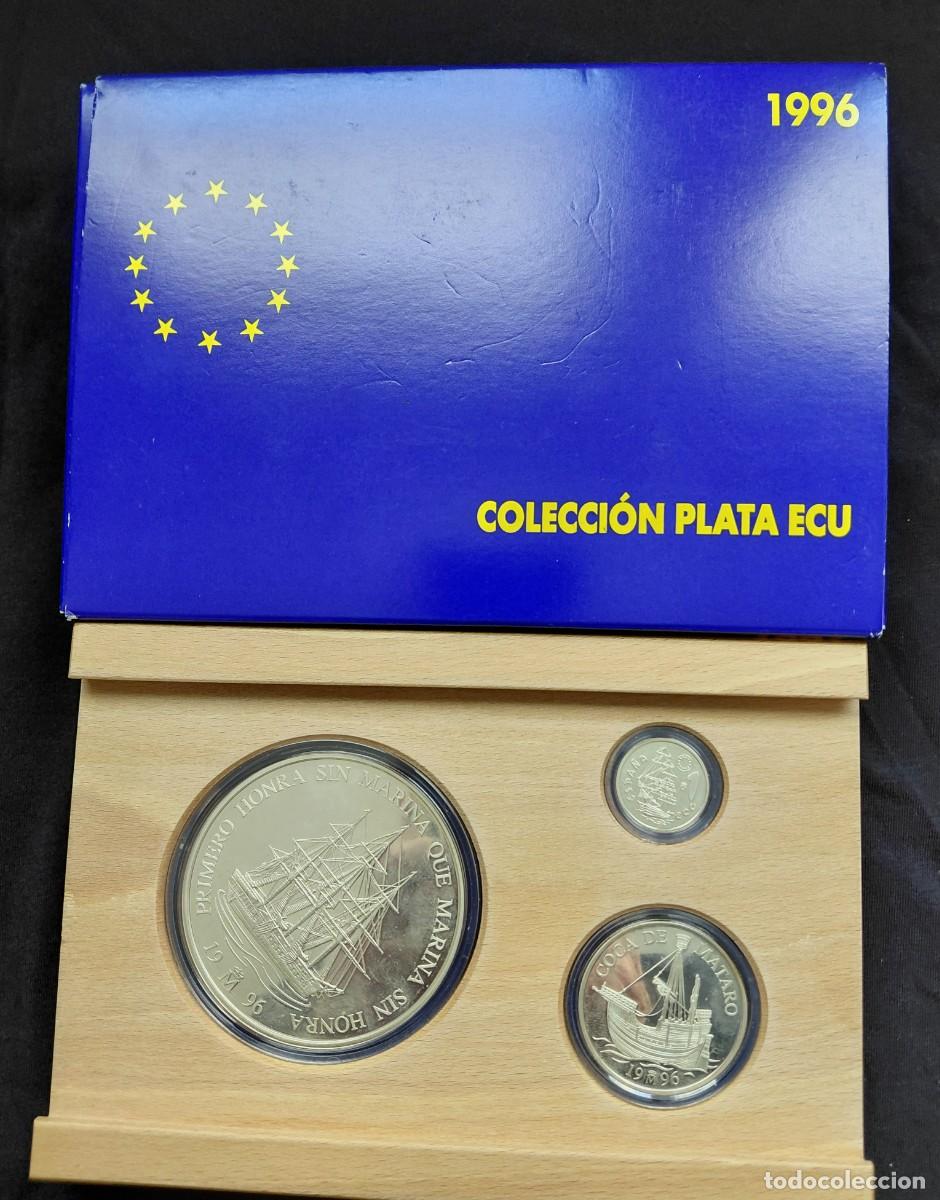 Monedas Juan Carlos I: ESPA&Ntilde;A 1996 - 3 MONEDAS DE PLATA DE 1, 5 y 25 ECUS - HOMENAJE MARINA ESPA&Ntilde;OLA.