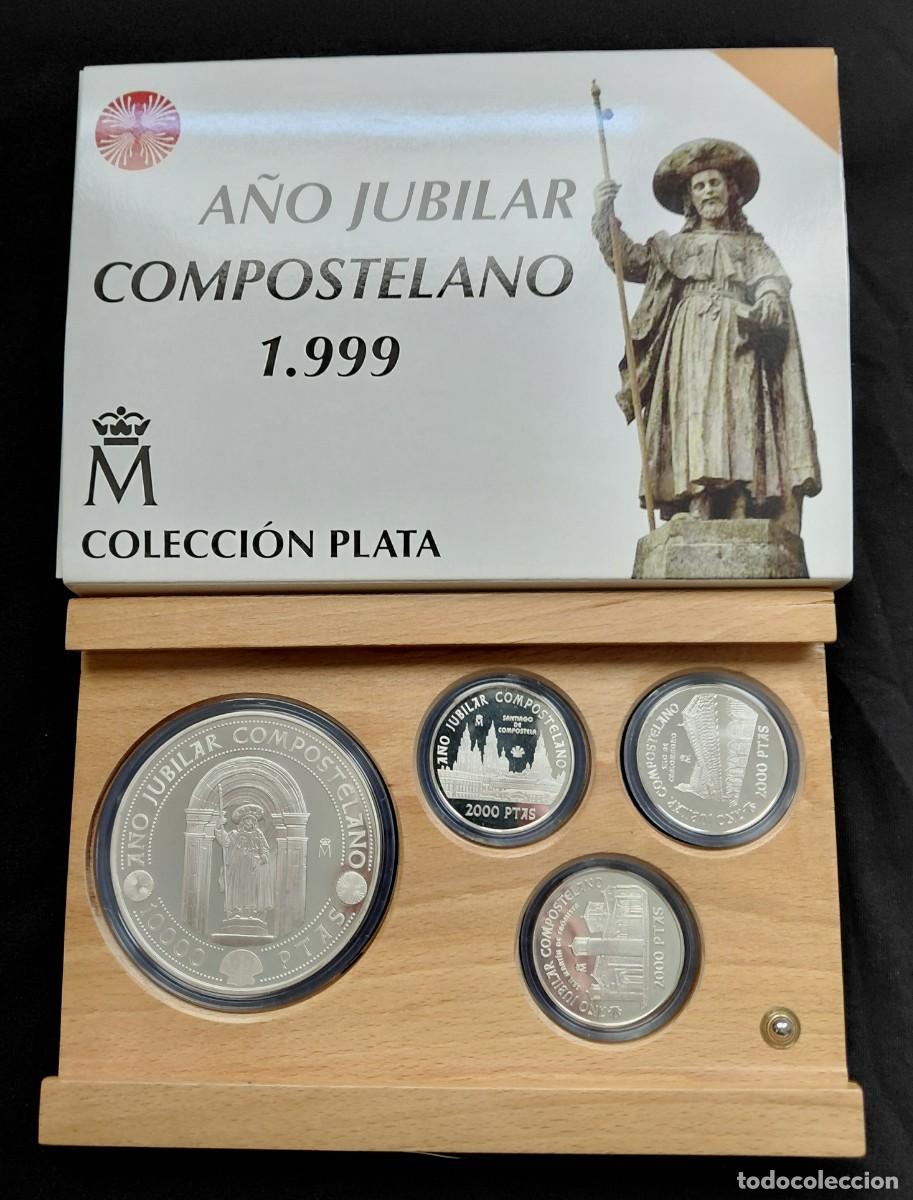 Monedas Juan Carlos I: ESPA&Ntilde;A 1999 - A&Ntilde;O JUBILAR COMPOSTELANO - 3 DE 2000 PTAS. + 1 DE 10.000 PTAS. MONEDAS DE PLATA,