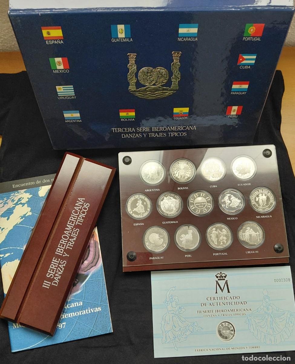 Monedas Juan Carlos I: ESPA&Ntilde;A 1997 - TERCERA SERIE IBEROAMERICANA - DANZAS Y TRAJES TIPICOS - 12 MONEDAS DE PLATA + MEDALLA