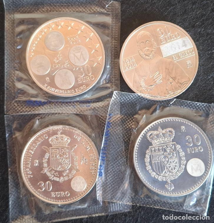 Monedas Juan Carlos I: (MO-261005)LOTE 4 MONEDAS DE 30 EUROS DE PLATA JUAN CARLOS I Y FELIPE V 2012,2013,2014(2 diferentes)