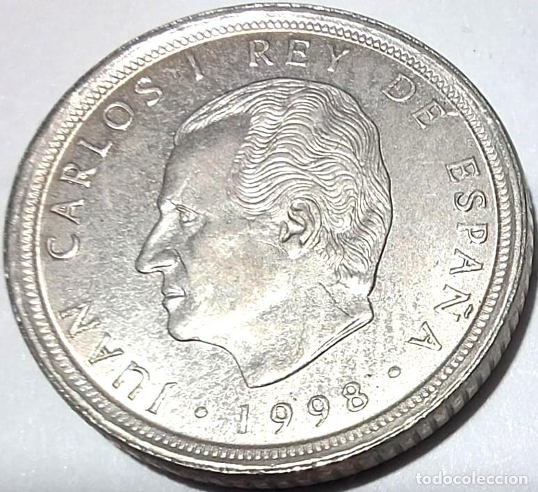 Monedas Juan Carlos I: Espa&ntilde;a 1998, ERROR 10 pesetas &rdquo;Acento en D&Eacute; (anv) y remarcada PESETAS y la M (ceca) del rev. (F)