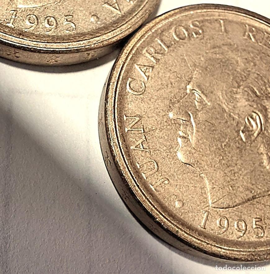 Monedas Juan Carlos I: Espa&ntilde;a 1995, ERROR 100 pesetas &rdquo;Doble listel (JBBM 133.1.4h) -Pareja&rdquo;. Foto.