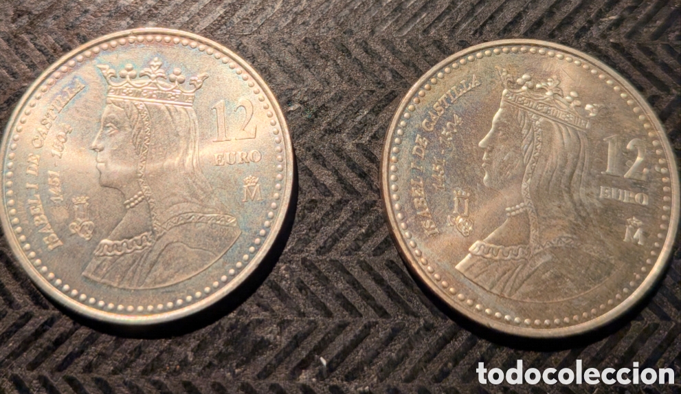 Monedas Juan Carlos I: Dos monedas conmemorativas de 12 euros, acu&ntilde;adas en plata de ley 925&permil;. - Representan la figura de I