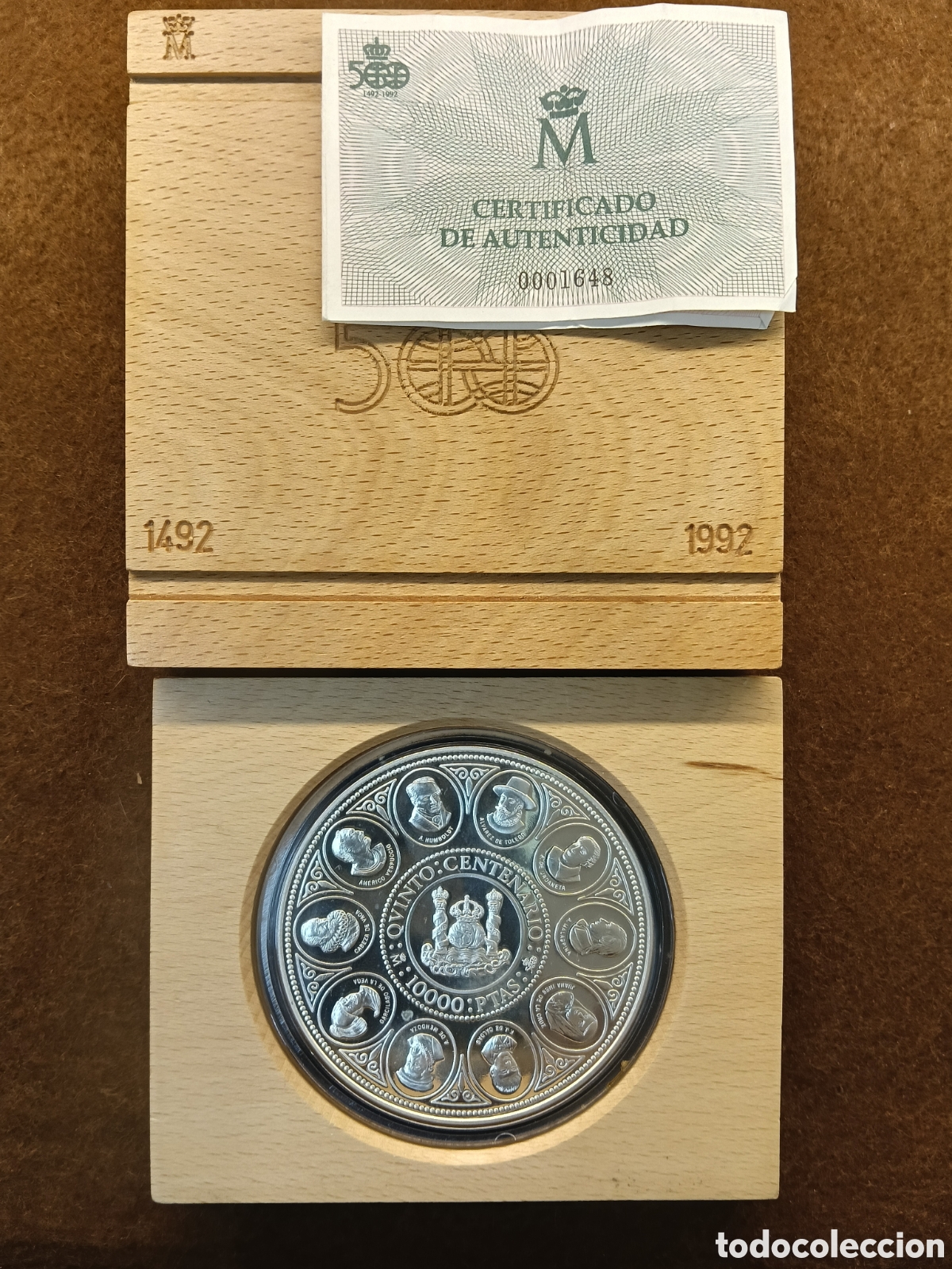 Monedas Juan Carlos I: 10000 PESETAS. PLATA. CINCUENTIN. QUINTO CENTENARIO SERIE II A&Ntilde;O 1990. Encapsulada y con estuche.