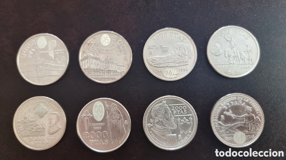 Monedas Juan Carlos I: COLECCION DE MONEDAS PLATA 925 de 2000 Pesetas 1994-2001