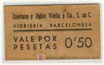 Monete locali: (FC-1020)VALE 50 CTS.VIDRIERA BARCELONESA