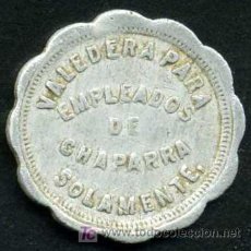 Monedas locales: FICHA DE 5 CENTAVOS DEL INGENIO AZUCARERO DE CHAPARRA - CUBA 2ª ACUÑACION. Lote 20498631