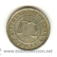 Monedas locales: FICHA VALE POR UNA RACIÓN AÑO 1890 S.C. INGENIO VICTORIA GIBARA CUBA