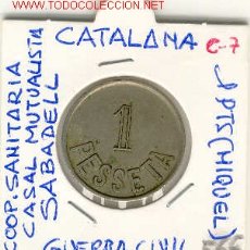 Monedas locales: FICHA COOP.SANITARIA CASAL MUTUALISTA SABADELL 1PTS