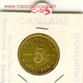 Monedas locales: FICHA TRANVIAS DE BCN COOP. 5cts - Foto 1
