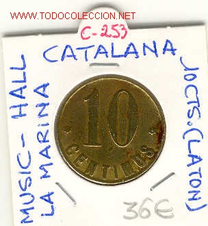Monedas locales: FICHA MUSIC-HALL,LA MARINA 10cts - Foto 1