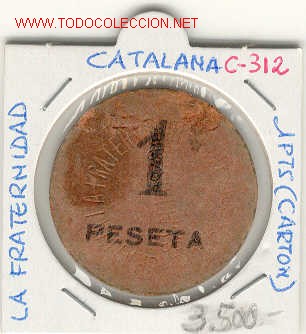 Monedas locales: COOP.LA FRATERNIDAD LA BARCELONETA 1 Pts.. - Foto 1