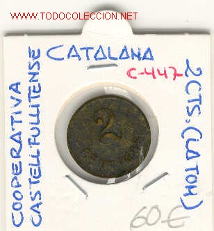 Monedas locales: FICHA COOP. CASTELL FULLITENSE 2cts - Foto 1