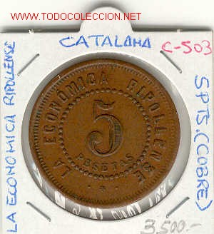 Monedas locales: FICHA LA ECONOMICA RIPOLLENSE 5pts - Foto 1