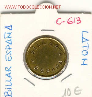 Monedas locales: FICHA BILLAR ESPA&Ntilde;A sin valor - Foto 1