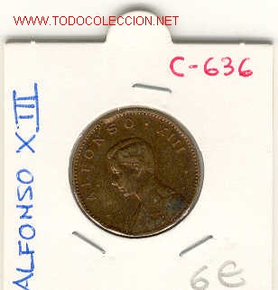 Monedas locales: FICHA ALFONSO XIII sin valor - Foto 1