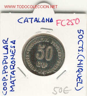 Monedas locales: (FC-252)FICHA 50 CTS.COOP.POPULAR MATARONESA - Foto 1