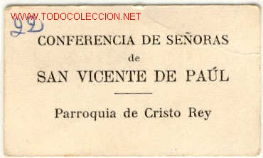 Monete locali: (FC-336)VALE 1/4 DE POLLO CONFERENCIA DE SE&Ntilde;ORAS DE SAN VICENTE DE PAUL-Parroquia de cristo Re