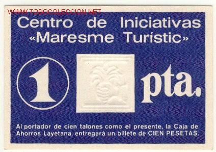 Monnaies locales: (FC-529) VALE 1 PTS.CENTRO DE INICIATIVAS MARESME TURISTIC(BARCELONA)