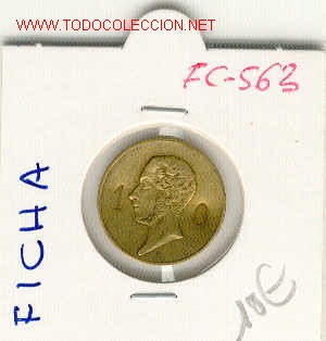 Monete locali: (FC-563) FICHA VALOR 5 CONTRAMARCA 10 DESCONOCIDA