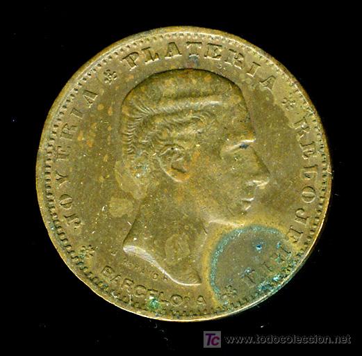 Monedas locales: FICHA PUBLICIDAD LA ISLA DE CUBA , ALFONSO XXII , ANTIGUA , ORIGINAL , M516