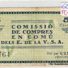 Monedas locales: (FC-1338)VALE 5 CTS.COMISIO DE COMPRES EN COMU DE LA VI.LA DE SALUT L´ALIANÇA-GUERRA CIVIL. Lote 14994518
