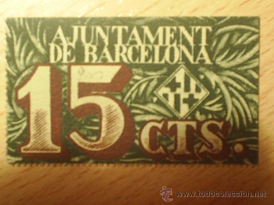 Monedas locales: ajuntament de barcelona 15 centimos 1937 - Foto 1