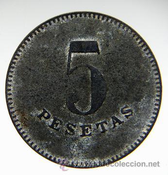 Monedas locales: Moneda de 5 pesetas cooperativa - Foto 1