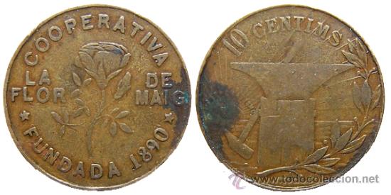 Monedas locales: *** FICHA COOP. LA FLOR DE MAIG 10 CENTIMS, FUNDADA EN 1980 *** - Foto 1