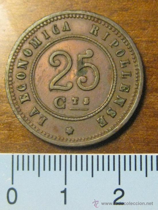 Monnaies locales: FICHA LA ECONOMICA RIPOLLENSE 25 CTMOS. -RARISIMA Y