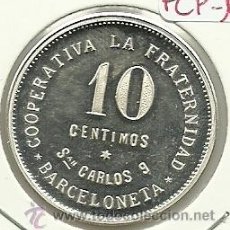 Monedas locales: (FCP-151)FICHA 10 CTS.COOP.LA FRATERNIDAD DE LA BARCELONETA PRUEBA DE PLATA CENTENARIO 1879-1979. Lote 27499161
