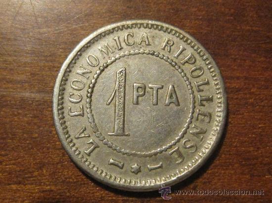 Moedas locais: 1 PESETA LA ECONOMICA RIPOLLENSE - COOPERATISMO - RARA