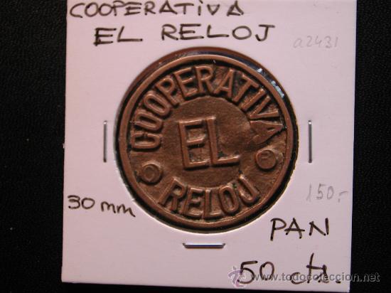 Monedas locales: FICHA COOPERATIVA EL RELOJ - 50 c&eacute;ntimos PAN - Foto 1