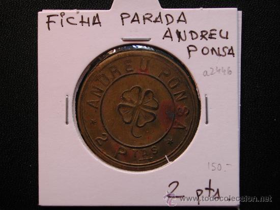 Monedas locales: FICHA COMERCIAL ANDREU PONSA 2 PESETAS - Foto 1