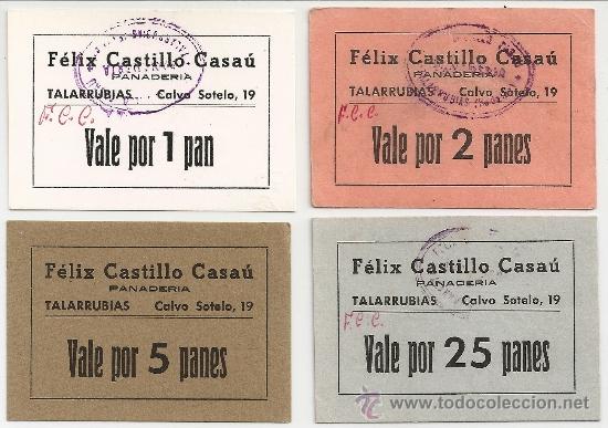 Monete locali: ** SERIE COMPLETA DE VALE POR 1-2-5-25 PANES PANADER&Iacute;A F&Eacute;LIX CASTILLO CASA&Uacute; TALARRUBIAS (BADAJOZ) **