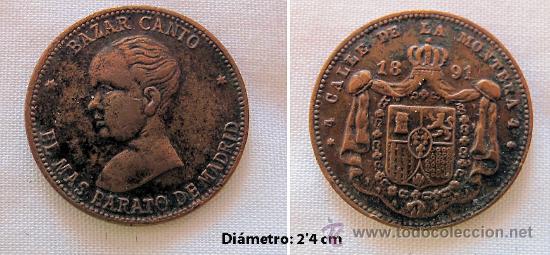 Monedas locales: FICHA 1891 BAZAR CANTO MADRID - Foto 1
