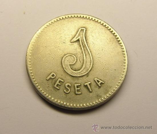 Monedas locales: Moneda ficha La La Econ&oacute;mic Centellense. Centelles. 1 pta.. - Foto 2