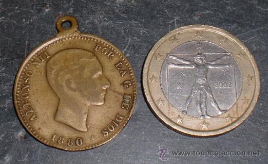 Monedas locales: Ficha de alfonso XII 1880 desconocida - Foto 1