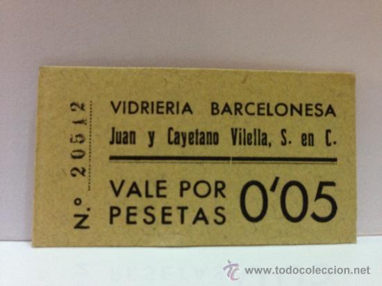 Monete locali: vale de la Vidriera Barcelonesa 5 cts. Pieza corriente pero en  de conservacion.