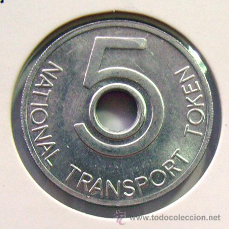 Monedas locales: INGLATERRA . 5 TOKEN . TRANSPORTE NACIONAL - Foto 1