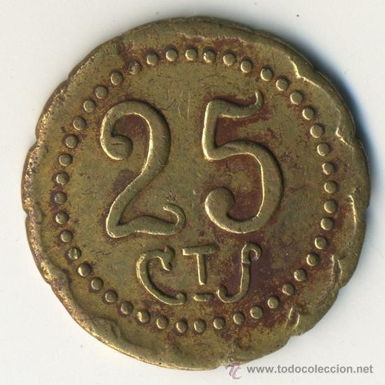 Monedas locales: ficha 25 c&eacute;ntimos Lat&oacute;n - Foto 1