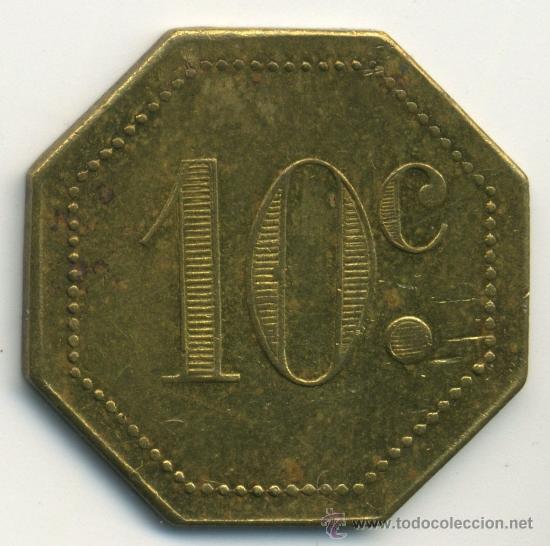 Monedas locales: ficha de 10 c&eacute;ntimos. Lat&oacute;n - Foto 2